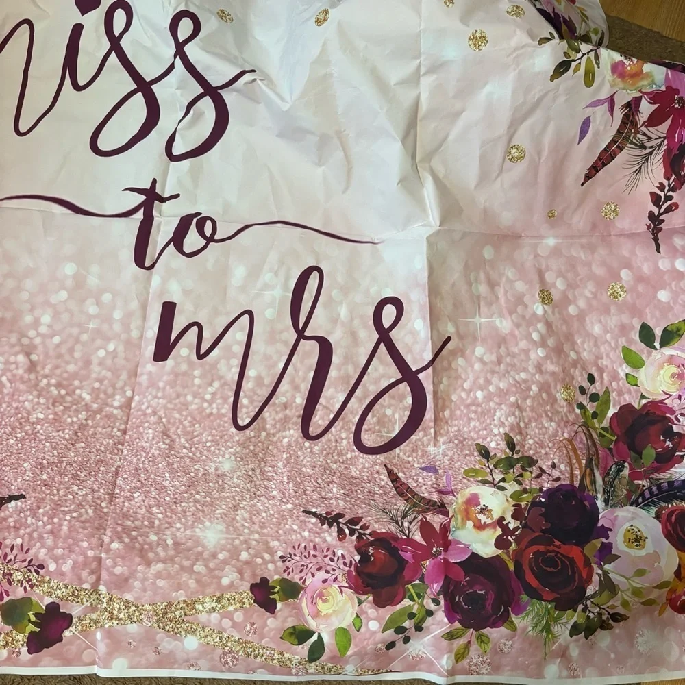 Miss to Mrs Floral Banner Burgundy Red Floral Bridal Shower
